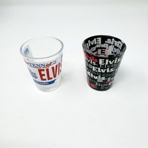 Set of 2 Elvis Shot Glasses One Memphis Bicentennial Shot Glass 1796-1996